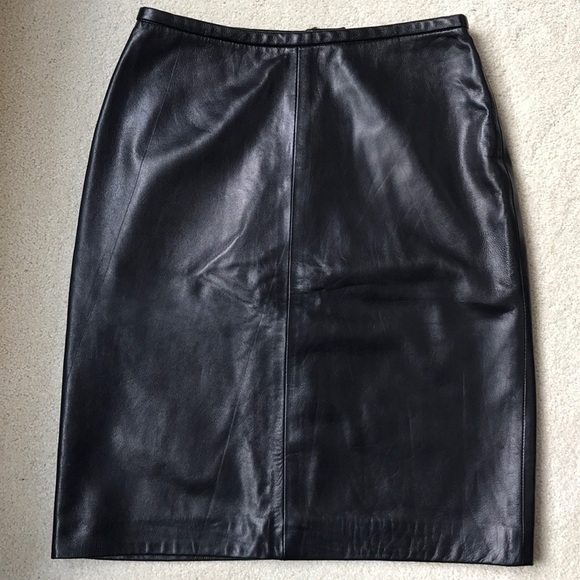 Oscar de la Renta leather pencil skirt, size